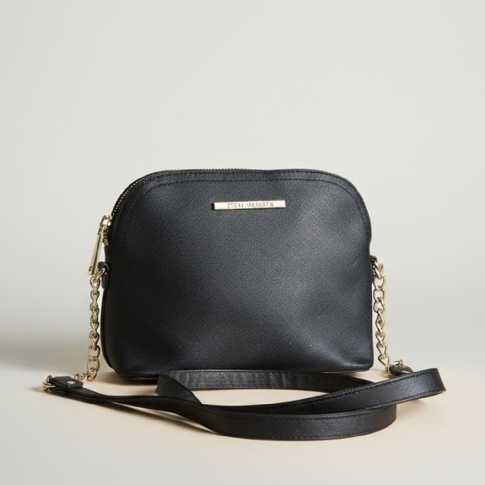 Steve Madden Black Saffiano Crossbody Bag w/ Chain Strap โ EUC